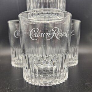 4 Crown Royal Whiskey Glasses 3.5 Inches Tall Clear Vintage Barware Collectible